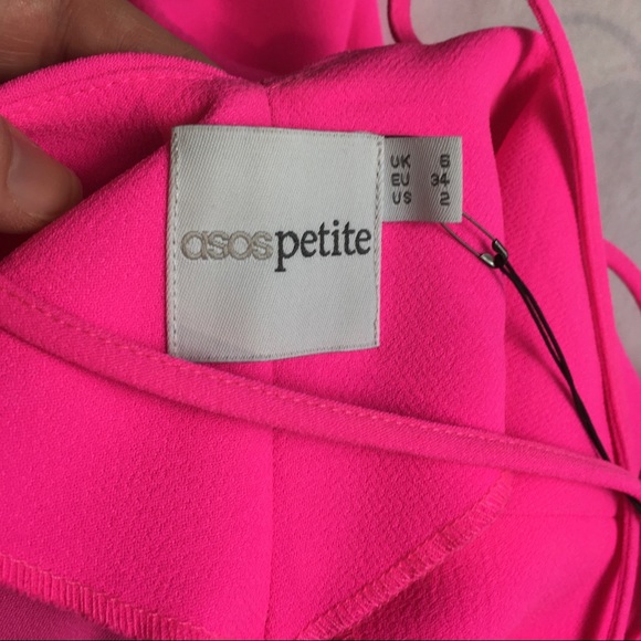 ASOS Petite Womens Dress Hot Pink Drop Waist Beachy Babydoll Strappy Sz 2P NWT - Picture 4 of 9
